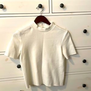 Zara Trafaluc cotton/poly crewneck in off-white